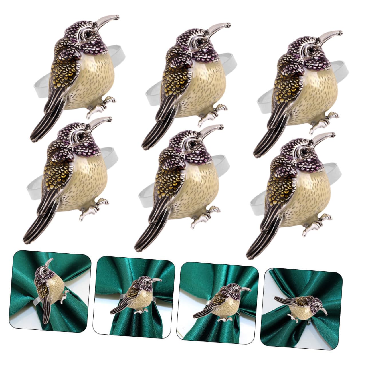 Alipis 3 Series Anillo De Servilleta con Forma De Pájaro Elegante Decorativo Moderno para Comedor Dorado Rústico para Boda Decoración Retro Hebilla para Servilleta De 6 Piezas*3