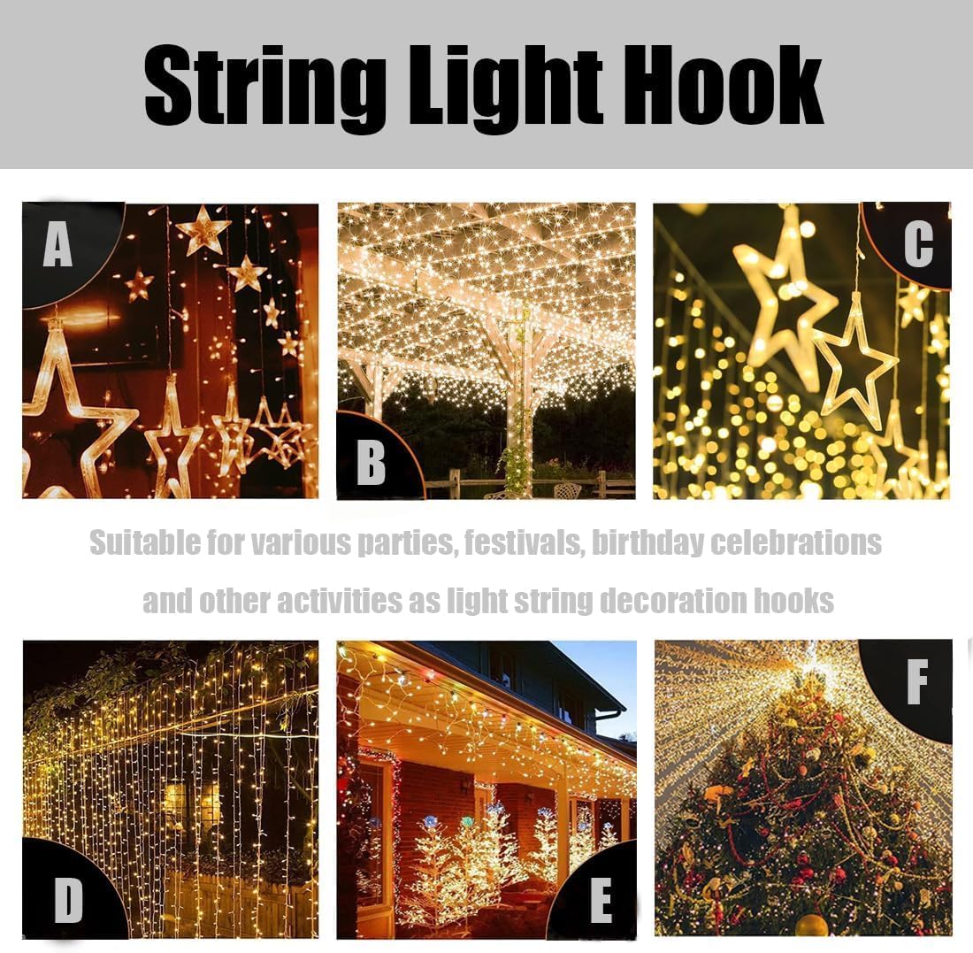 60Pcs Gutter Light Hook,Galvanized Gutter Hook Clip,Gutter Light Hangers Roof Hooks，Outdoor Patio Decoration String Light Clips for Holiday Parties (60)