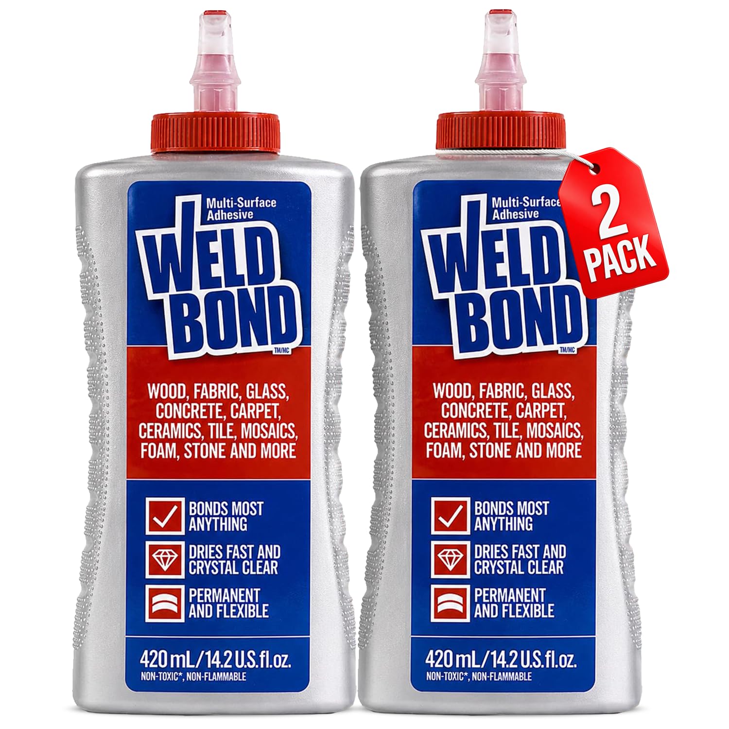 Weldbond Multi-Surface Glue Non-Toxic for Mosaic Wood Craft 14.2oz (2 Pack)
