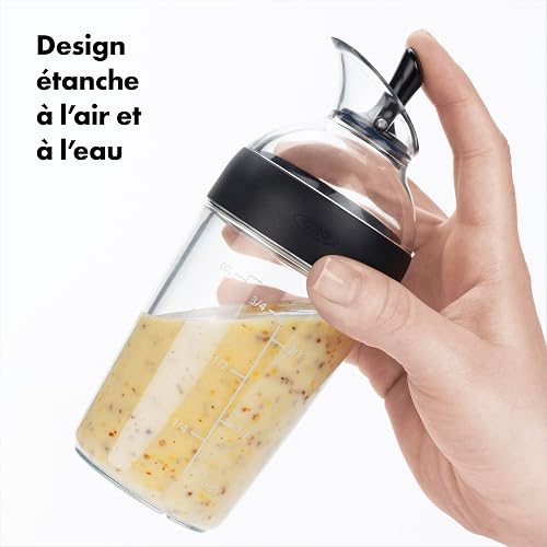 OXO Good Grips – Shaker à vinaigrette compact - Shaker pour sauce salade - Bouteille transparente - noir - 4