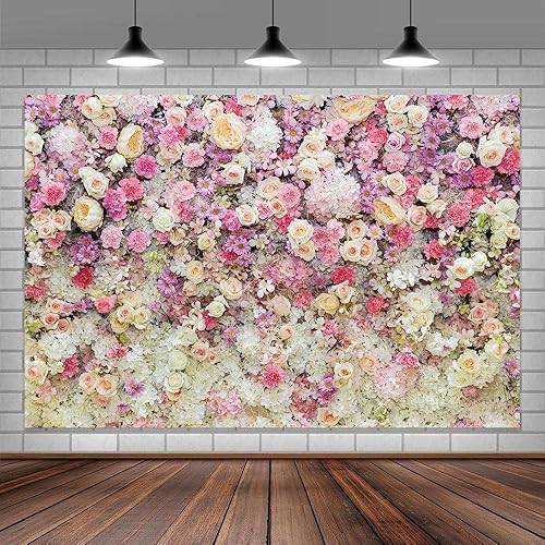Telón de fondo de pared de flores rosas rosas rosas de 7 x 5 pies para niñas, boda, cumpleaños, despedida de soltera, fondo de retrato para niños,
