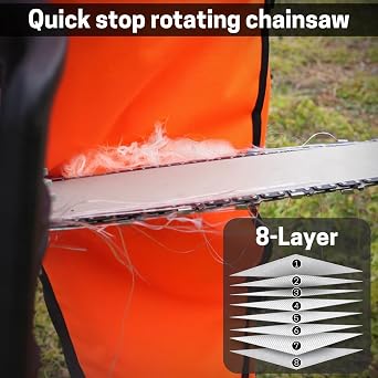 Chainsaw Chaps, 8 Layer Protective Apron with Pocket, Adjustable Chainsaw Pants for Loggers Forest Workers Class D