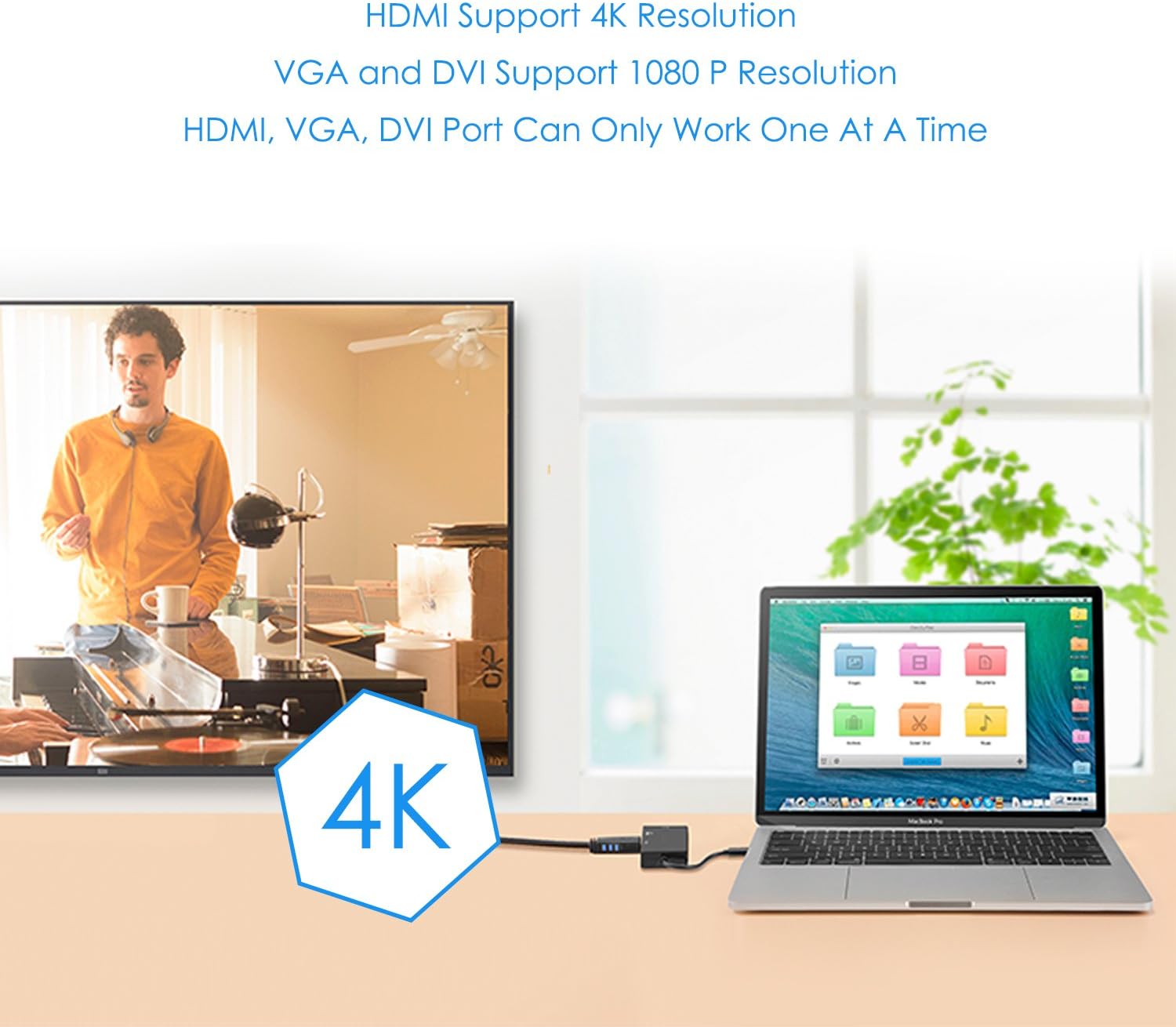 Best Deal Cheap 🛒 USB C to HDMI + DVI + VGA Adapter, CableCreation USB Type C (Compatible Thunderbolt 3) to Multiport UHD Hub, Compatible with MacBook Pro ,Surface Book 2, New Chromebook Pixel, Aluminum Case,Space Gray