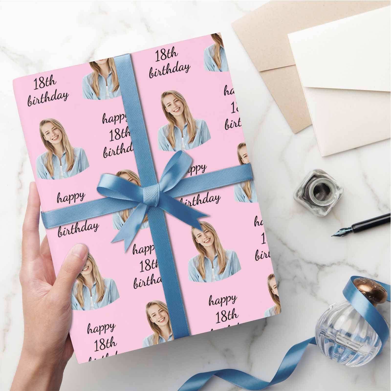 MyPupSocks Custom Photo Gift Wrap Paper - 3 Rolls 58x23 Inch Personalized Wrapping Paper