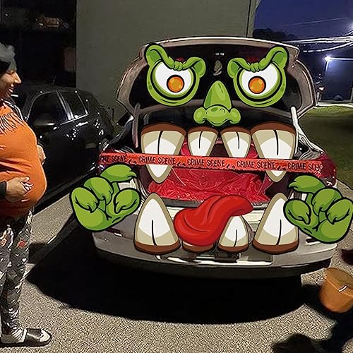 Miniatura 9 de Kit de decoración de maletero o trato para SUV, Halloween lindo monstruo cara de monstruo o golosina, kit de decoración de coche de golosinas para