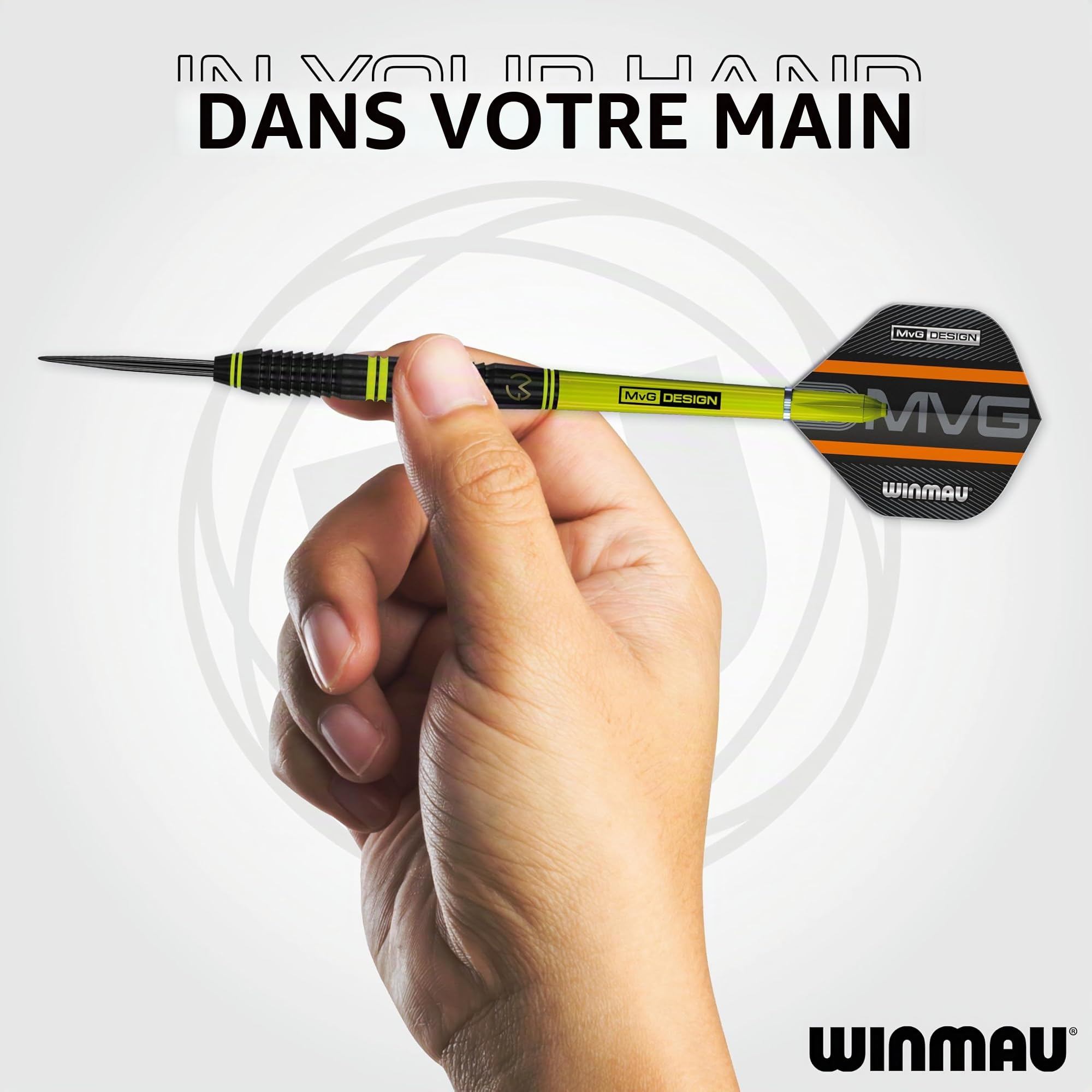 WINMAU Darts – Michael Van Gerwen -MvG Active 24g – 85% Tungstène - Jeu de flechettes Professionnel avec des ailettes de fléchettes, des tigesde fléchette & flechette Pointe Acier Un Protecteur