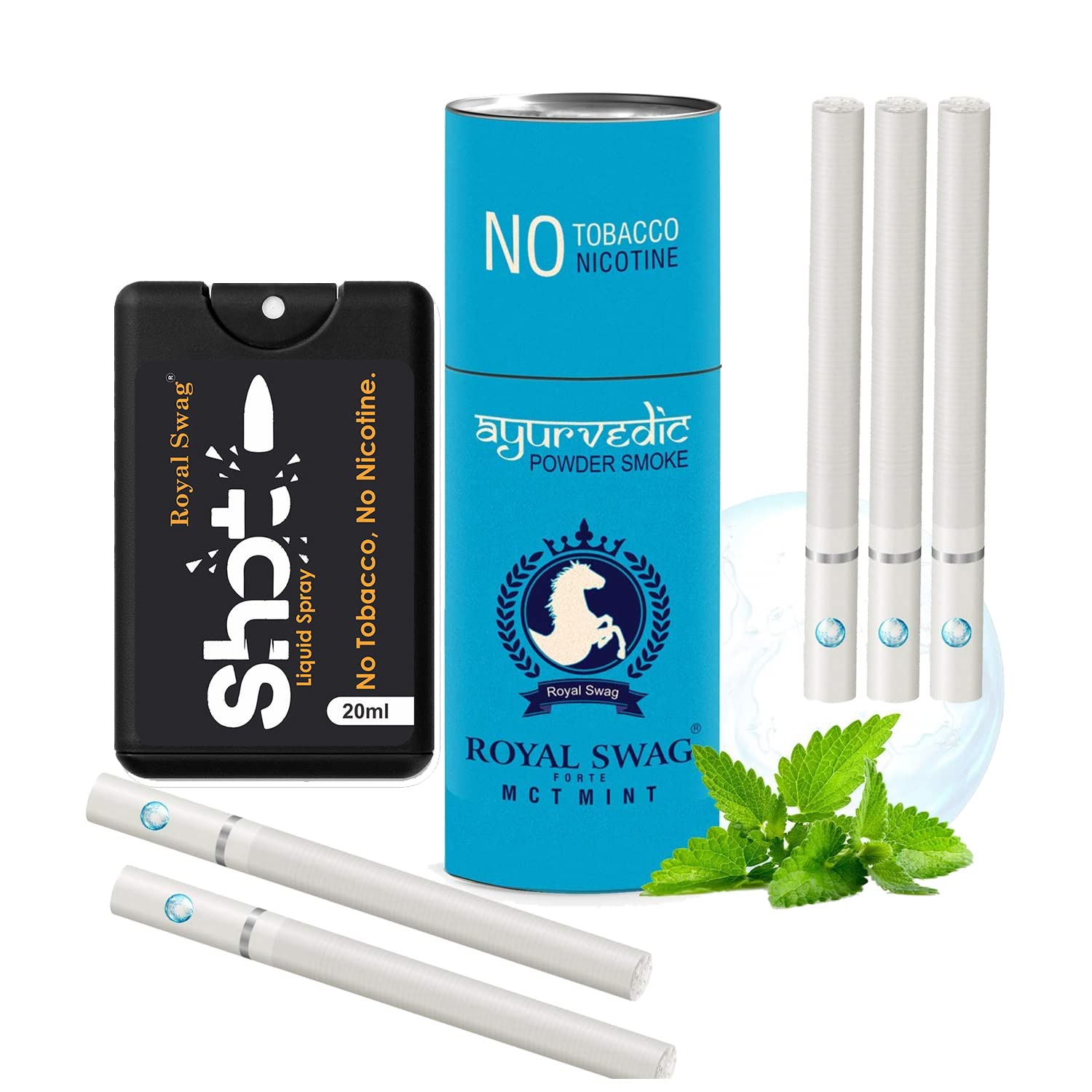 ROYAL SWAG Ayurvedic & Herbal Cigarette Mint Flavour (5 Sticks) with 20ml