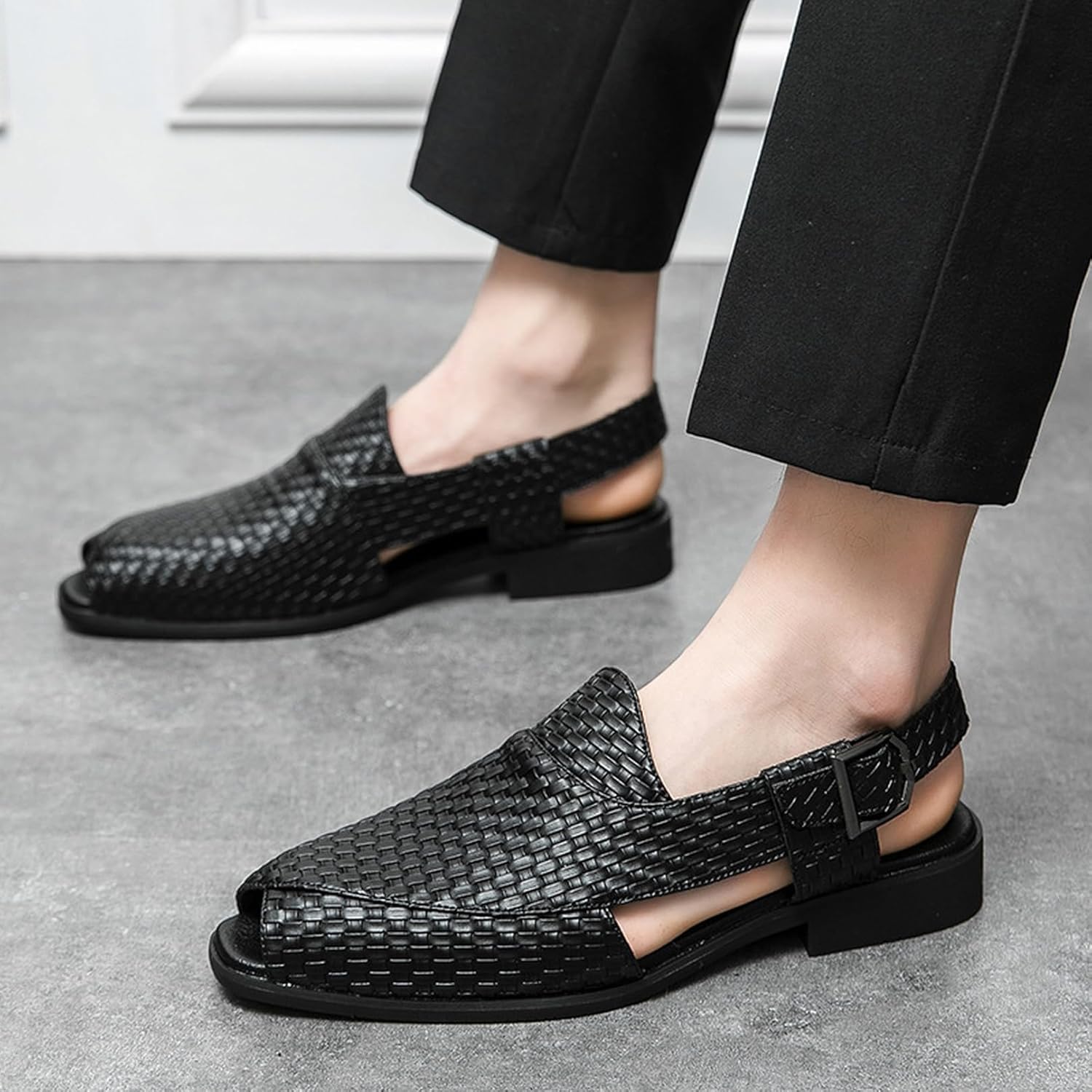 [IJGE] ローファー メンズ 紳士革靴 ビジネスシューズ モカシン スリッポン 編みこみ 運転靴 オフィスサンダル 夏靴 職場用