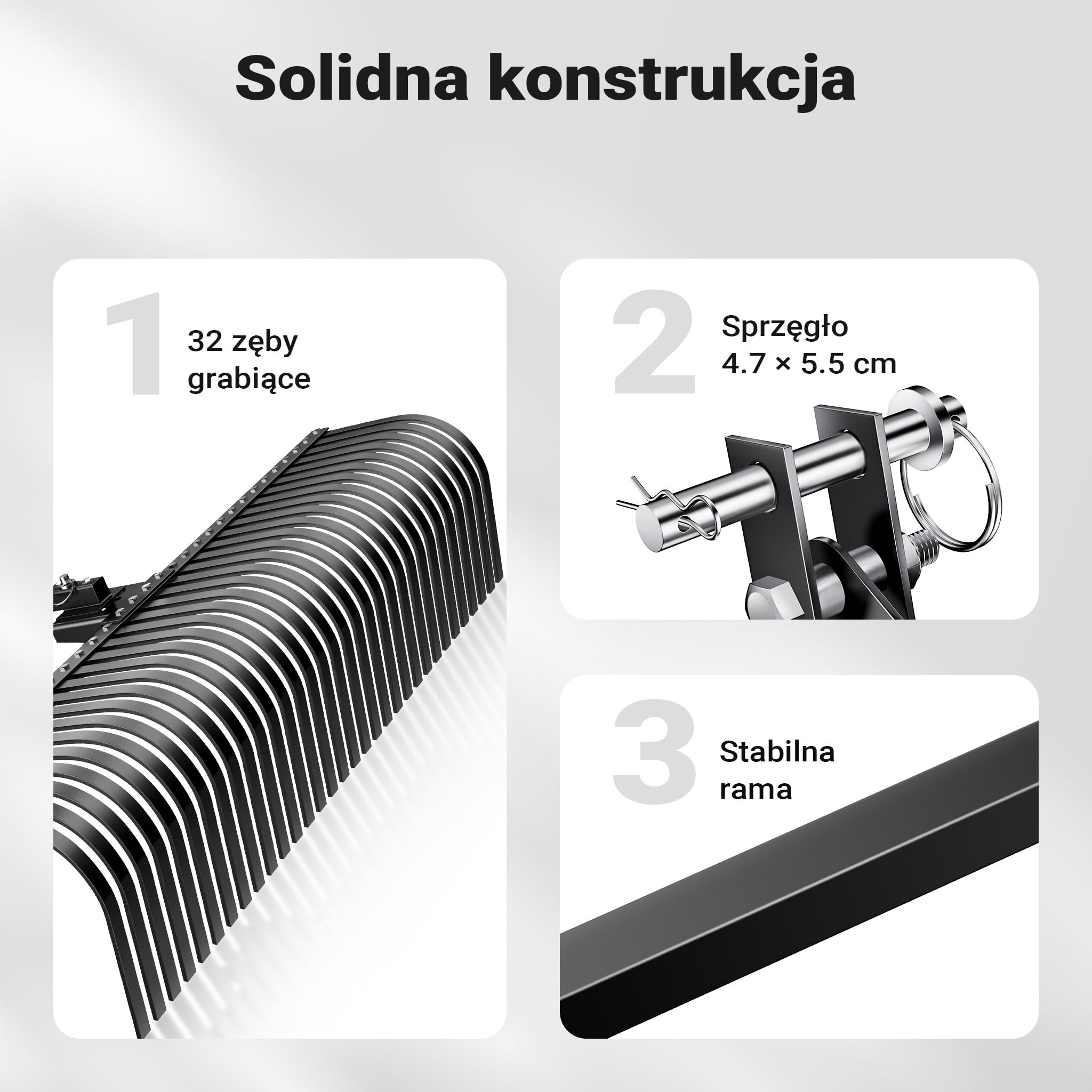 Wiltec Grabie do siana o szerokości roboczej 152 cm do traktorka, zgrabiarka z 32 zębami i trzypunktowym układem zaczepowym obrotowy o 360°