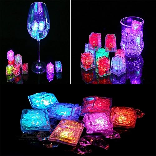 Miniatura 6 de MODOAO Cubos de hielo iluminados, 12 unidades para bebidas, cubos de hielo LED multicolor para cubitos de hielo, luz para fiesta de Navidad, boda,