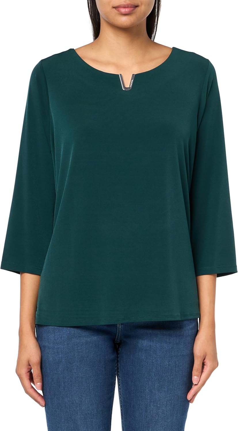 Calvin Klein Womens 3/4 Sleeve Hardware Detail Top