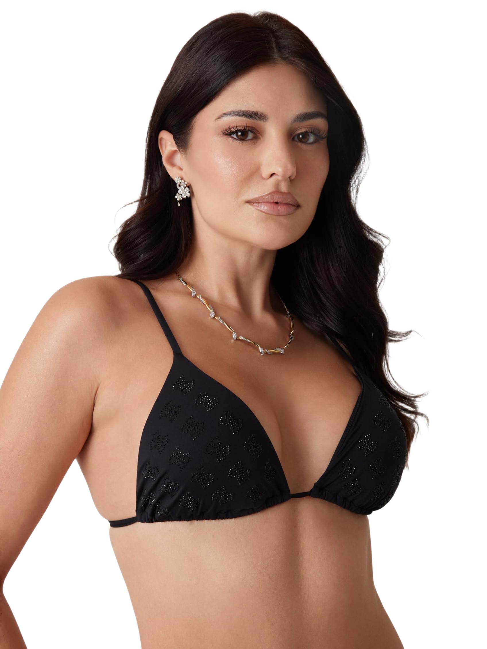 Guess 4G Rhinestone Kadın Üçgen Bikini Üstü E5GJ13MC040, Siyah, XS
