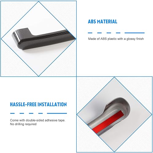 Miniatura 3 de Cubierta de la manija de agarre del asiento del pasajero para Jeep Wrangler JK JKU 2007-2010 (grano de fibra de carbono)