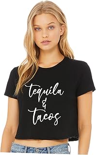 Tacos & Tequila Cinco De Mayo Tequila Crop Top Cropped Tee Shirt
