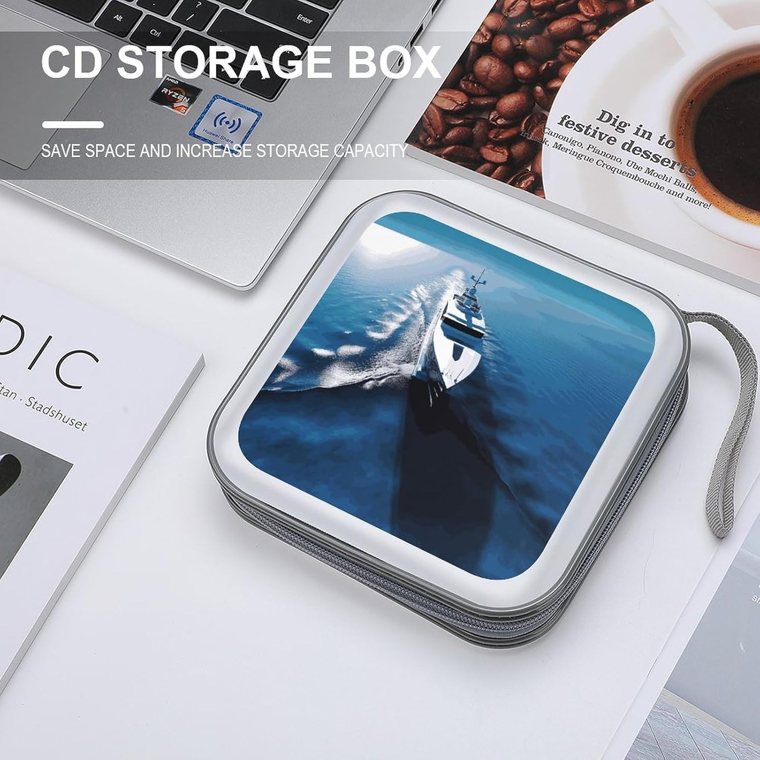 Yacht CD Case 40 Capacity Premium DVD Cases with Zipper DVD Collection Storage Bag Hard Plastic CD Holder Protective Disc Storage Organizer for Car Travel Home image 4