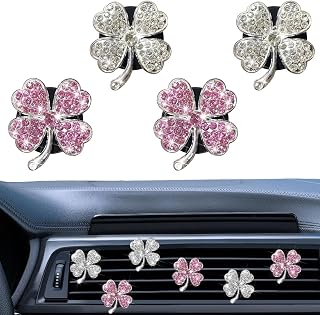 4 Piece Set - Clover Shaped Car Air Diffusers Decorative Car Interior Accessories for Women Car Interior