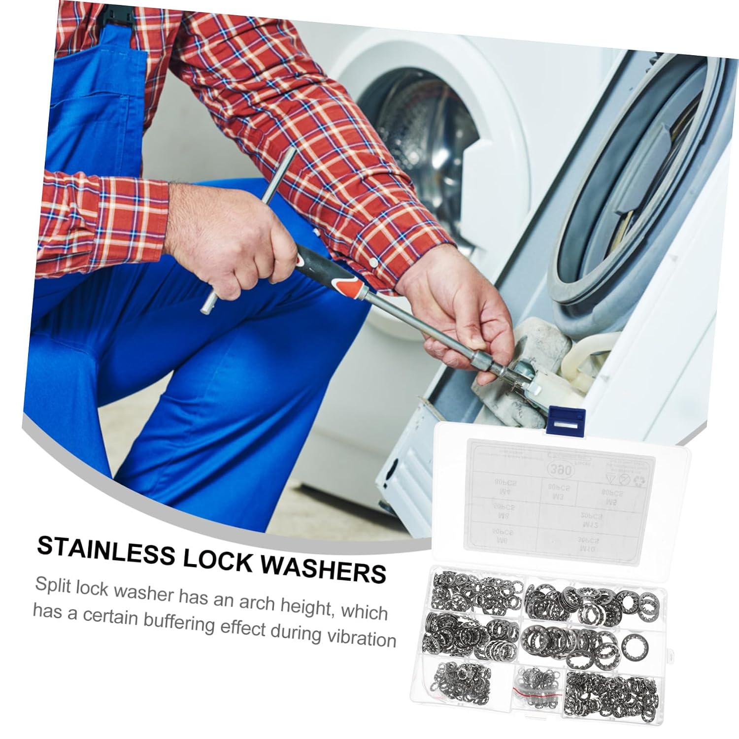 Generic 390 Pcs Internal Tooth Serrated Locking Washers Assortment Kit M3-m10 Stainless Steel Push-on Lock Washers for Industrial Fastening Applications
