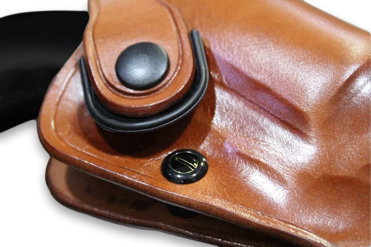 Masc OWB Leather Paddle Revolver Holster with Retention Strap, Fits Uberti 1849, .31 Cal 4-inch, Pocket Octagonal Barrel BP, Right Hand Draw Brown Color #1591#