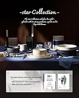 Vista 8 de Juego de vajilla Star de famiware, juego de platos y cuencos para 4, 12 piezas de platos acanalados - Resistente a las astillas y a los arañazos