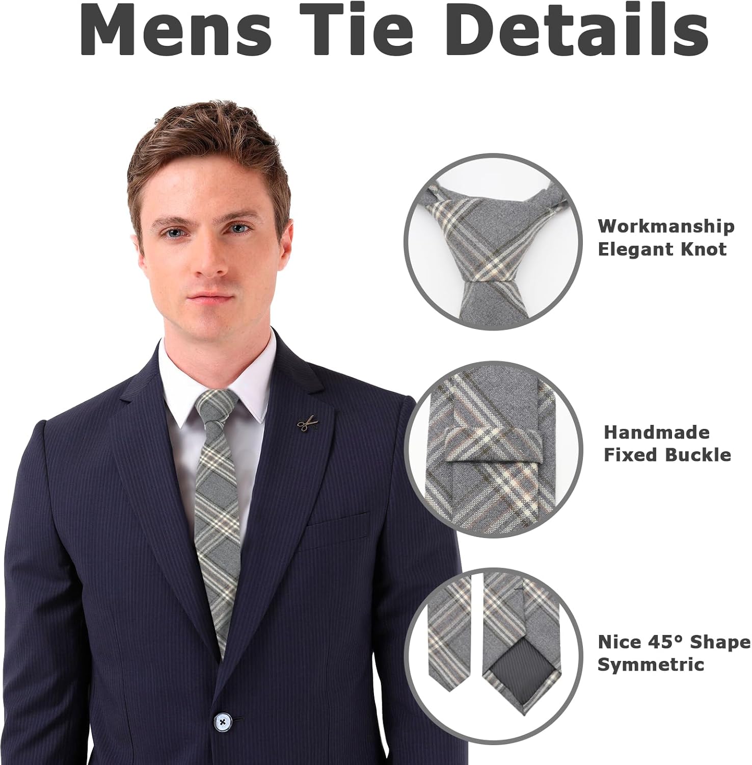 Plaid Ties for Men, 2.36" Mens Skinny Tie Striped Necktie for Office Wedding Party School Formal Casual - Image 3