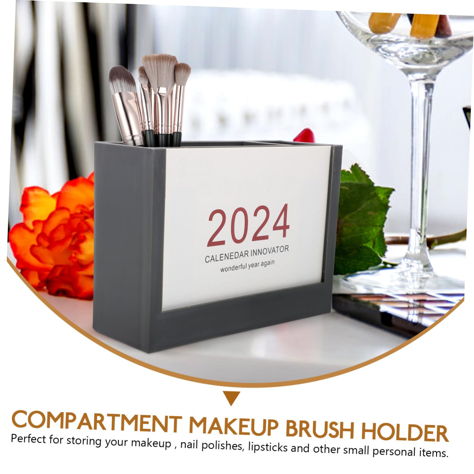 Tofficu 5piezas Organizador De Lápices De Plástico Multifuncional De Escritorio Soporte Para Maquillaje y Almacenamiento De Decoración De Mesa Gris