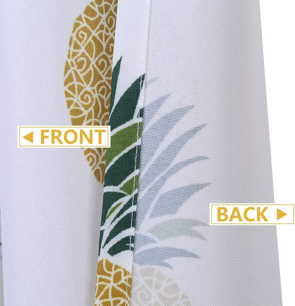 NANAN Cafe Curtains 24 Inch Length, Pineapple Soft Microfiber Kitchen Window Curtains, Floral Small Tier Curtains, Set of 2 (Green, 30"x24")