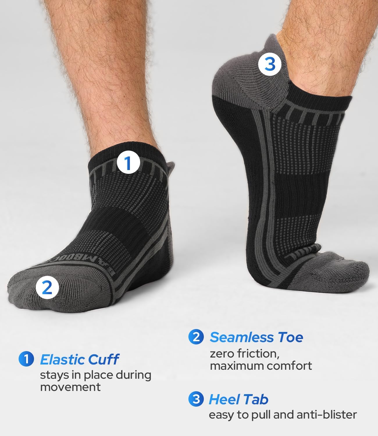 BAMBOO COOL Mens Ankle Socks Bamboo Viscose Athletic Moisture-Wicking Low Cut Running Cushioned Socks - Image 4
