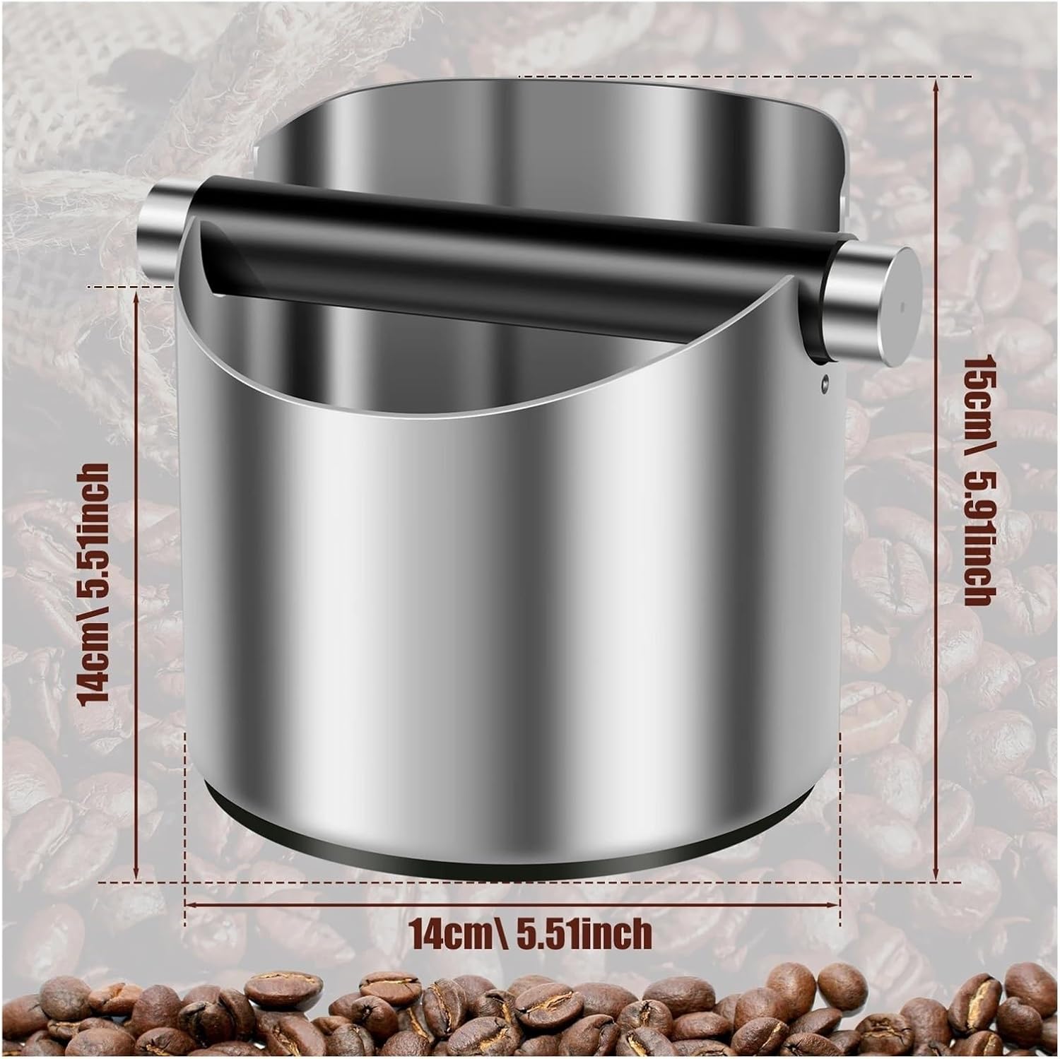 Coffee Slip Box, Used For Coffee Grounds Steel/rubber Strip Coffee Grinding Waste Residue Box(A)