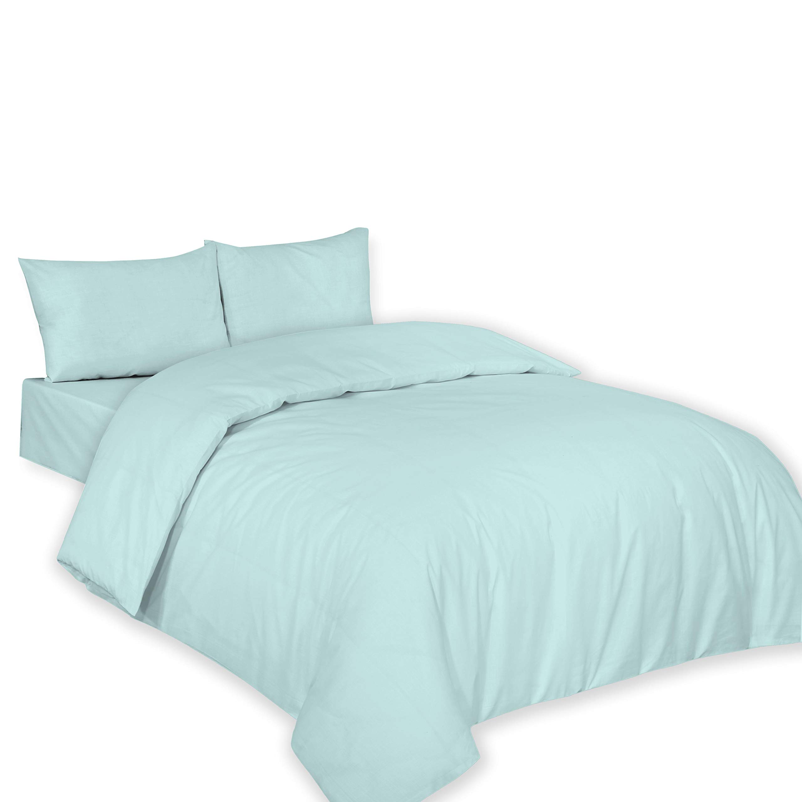 ARLINENS Plain Dyed Duvet Quilt Cover Bedding Set with Pillowcases in Following Colours and Sizes (Super King, DuckEgg)
