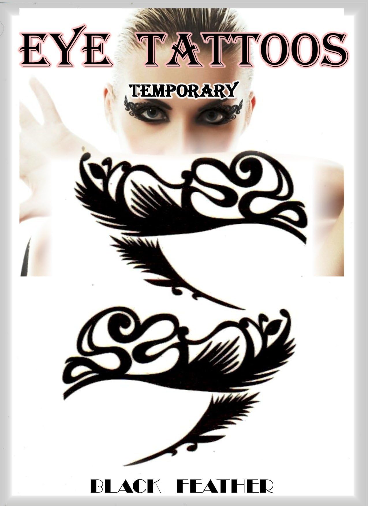Eye Tattoos, Temporary Makeup, Night Out - Stand Out (BLACK FEATHER)
