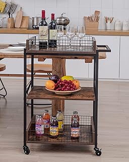Sponsored Ad - X-cosrack Bar Cart, Rolling Kitchen Carts For the Home,Storage Cart With Wheels and Handle,Industrial Vinta...