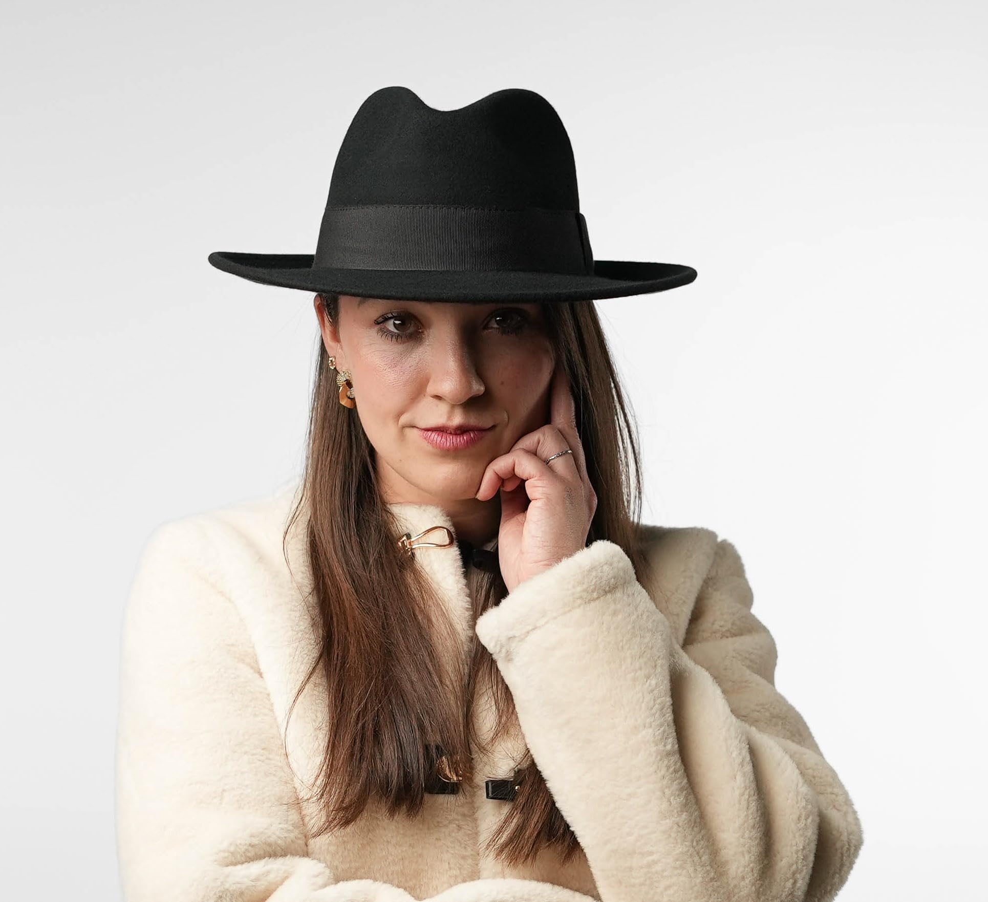 Cappello Fedora Feltro Ripiegabile Idrorepellente Tesa Larga Classic Fedora