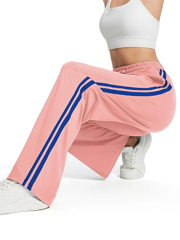 Tapata Long Women's 32" Inseam Track Pants Elastic Waistband Y2K with Zipper Pockets Dance Studio Sweatpants, Pink, XXL by Tapata - Used condition - Image 6