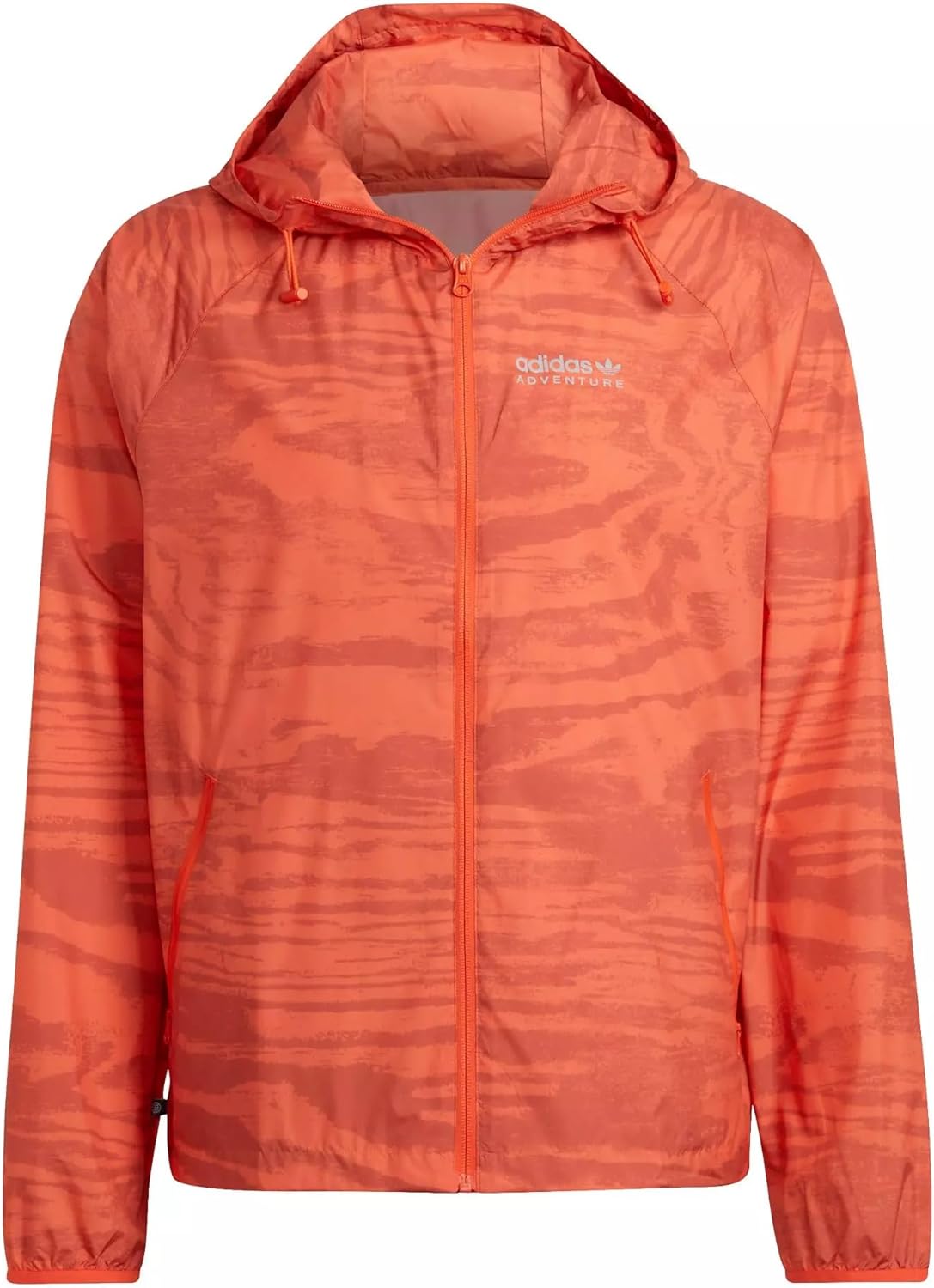 Adidas Men's Adventure Woodwave Windbreaker, Semi Solar Red/Altered Amber