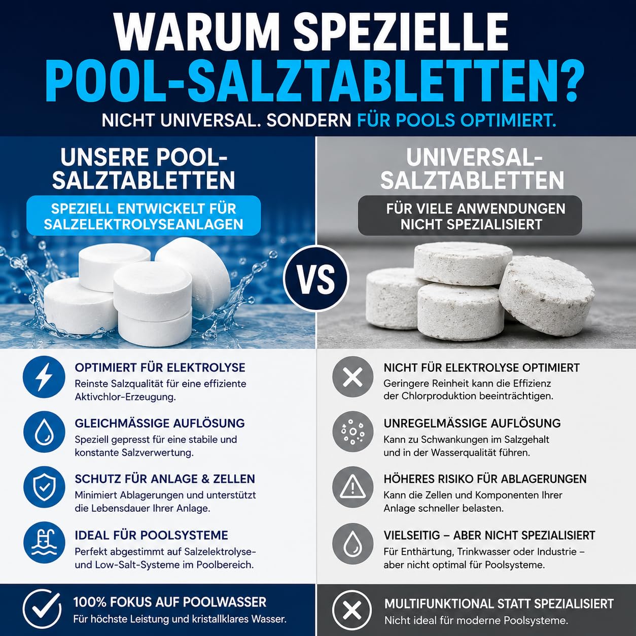 poolomio® Sel de piscine 15 kg - Tablettes de piscine de qualité supérieure pour installations d'électrolyse saline, systèmes Low Salt et systèmes de dosage automatique - Pour une production stable de