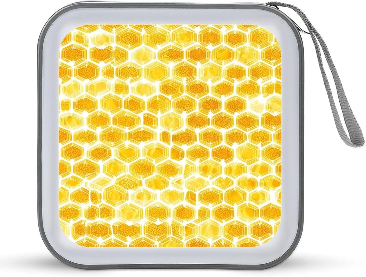 Yellow Honey Beehives Honeycombs CD Case Portable DVD Storage Box CD Wallet Holder Binder Organizer for Car Home