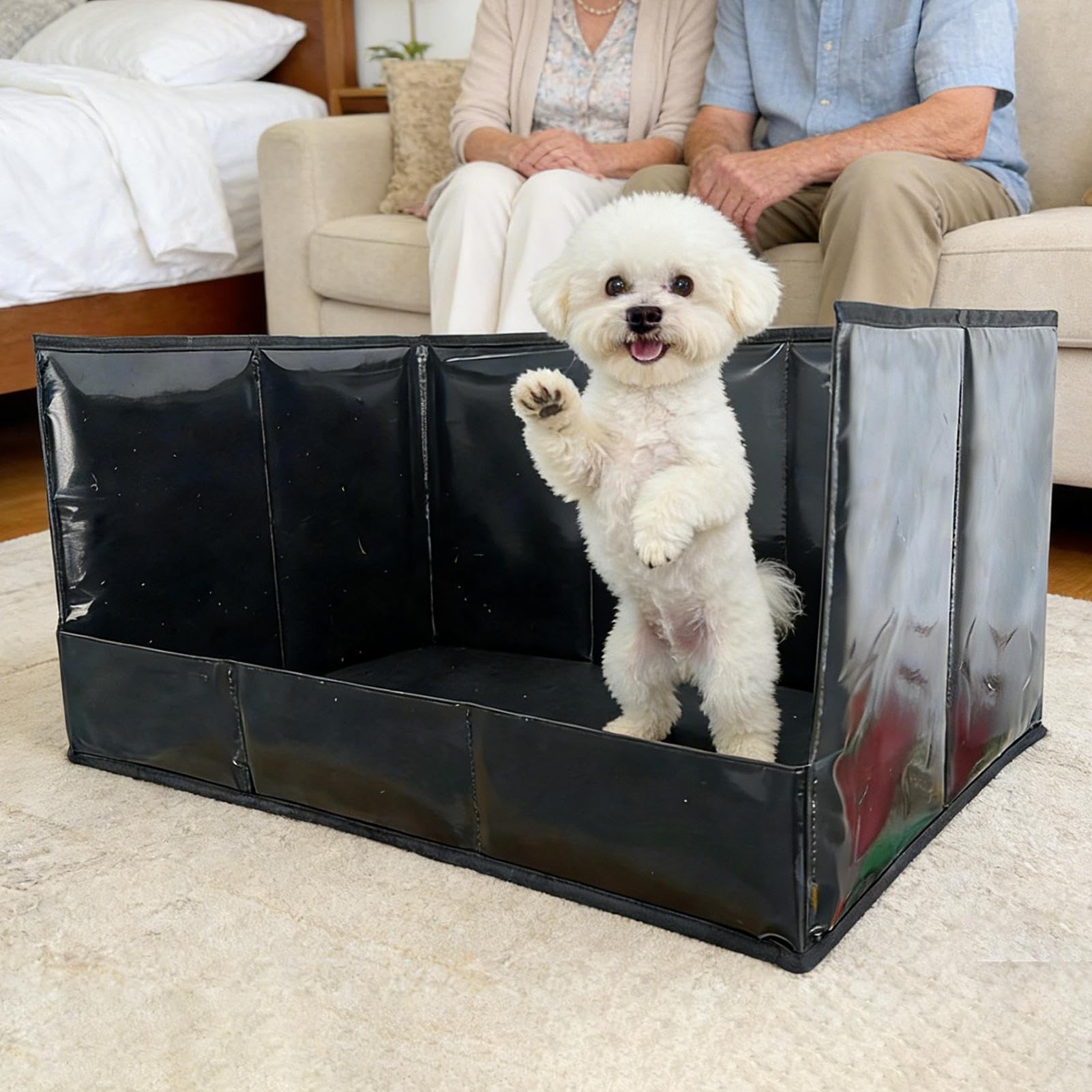 Bandeja de Entrenamiento para Cachorros Impermeable Paredes Altas Portátil | Estación de y Inodoro de Perros de Interior Interiores y Exteriores, Perros de Todos los Tamaños