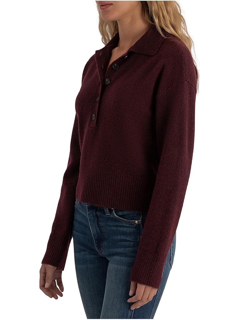 Burgundy KUT from the Kloth Lilia Button Front Sweater
