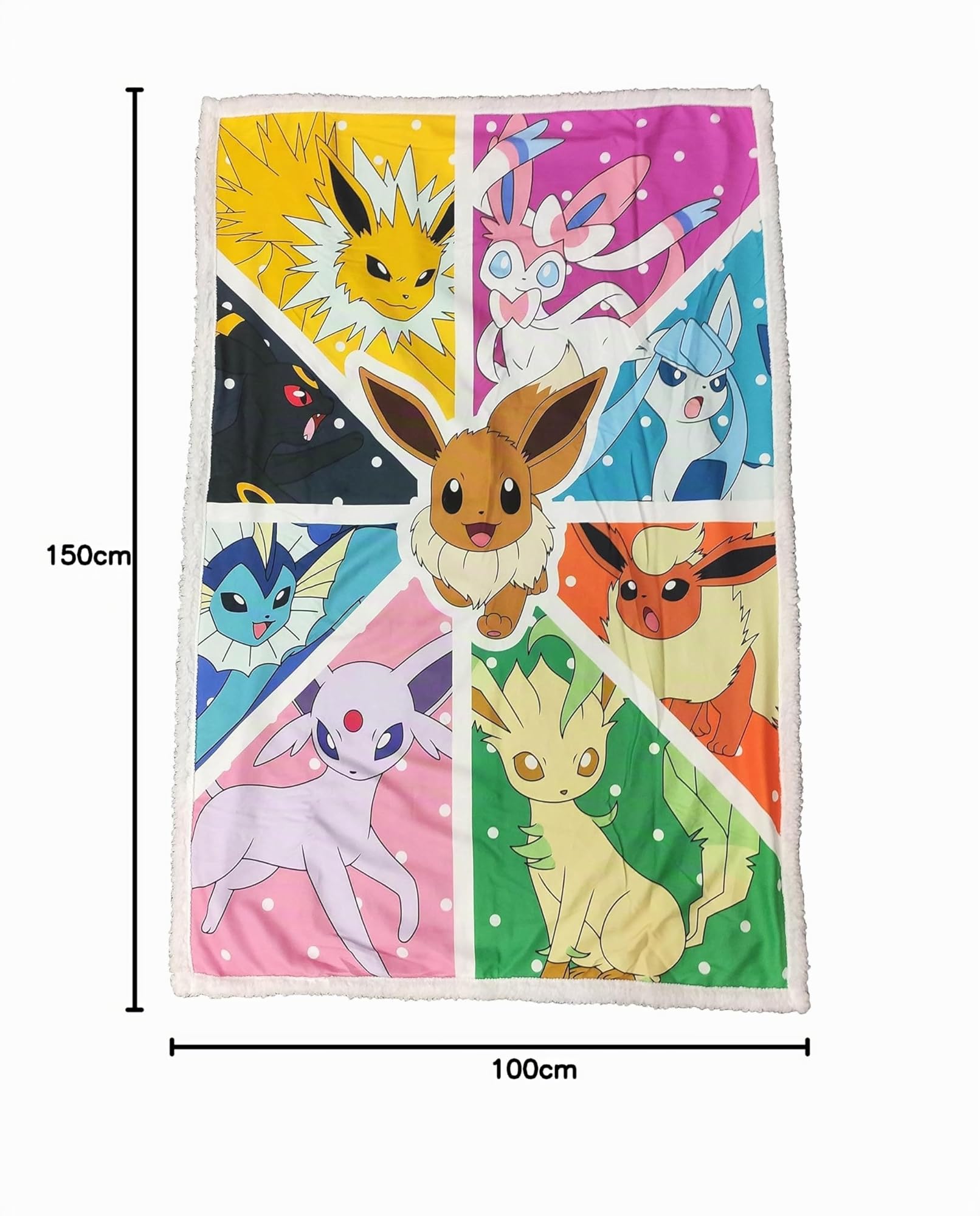 LYO HÔMADICT Plaid Sherpa Pokemon – 100 x 150 cm – Coperta in pile morbida e calda – Evoli Evolution – Qualità elevata e confortevole, licenza ufficiale
