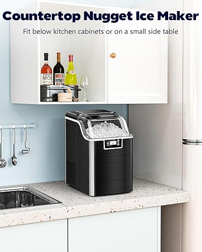 Miniatura 5 de Kndko Nugget - Máquina de hielo triturado, 45 librasdía, temporizador de 24 horas, máquina de hielo autolimpiante, cubos de hielo para fiesta de bar