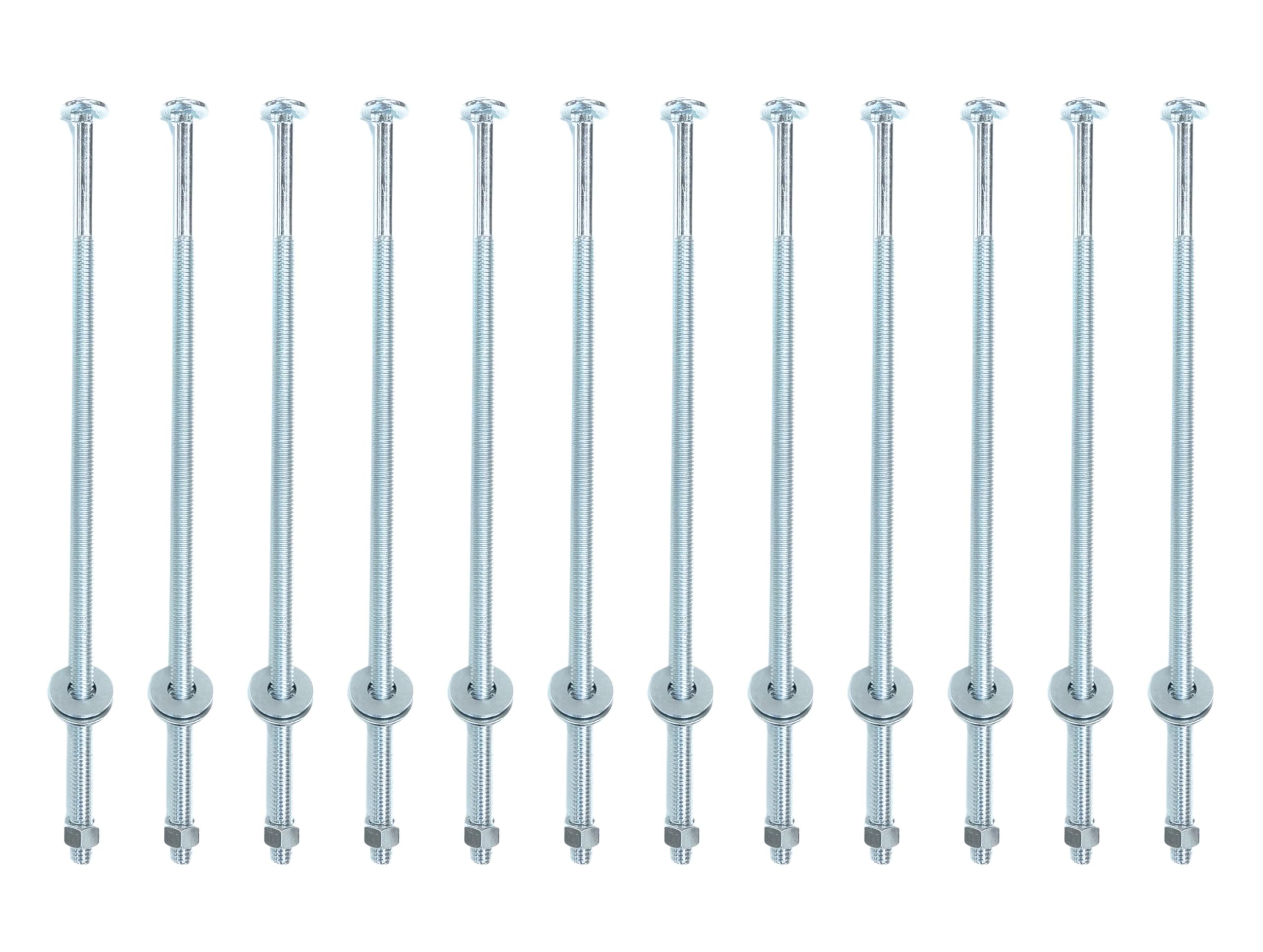 ONESTOCK 3/8-inch x 12-inch Threaded Carriage Bolts Fasteners with Nuts and Washers - 12-Pack