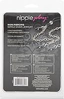 Vista 4 de CalExotics Novedades Nipple Play - Joyería de cadena sin perforación, ónix/negro