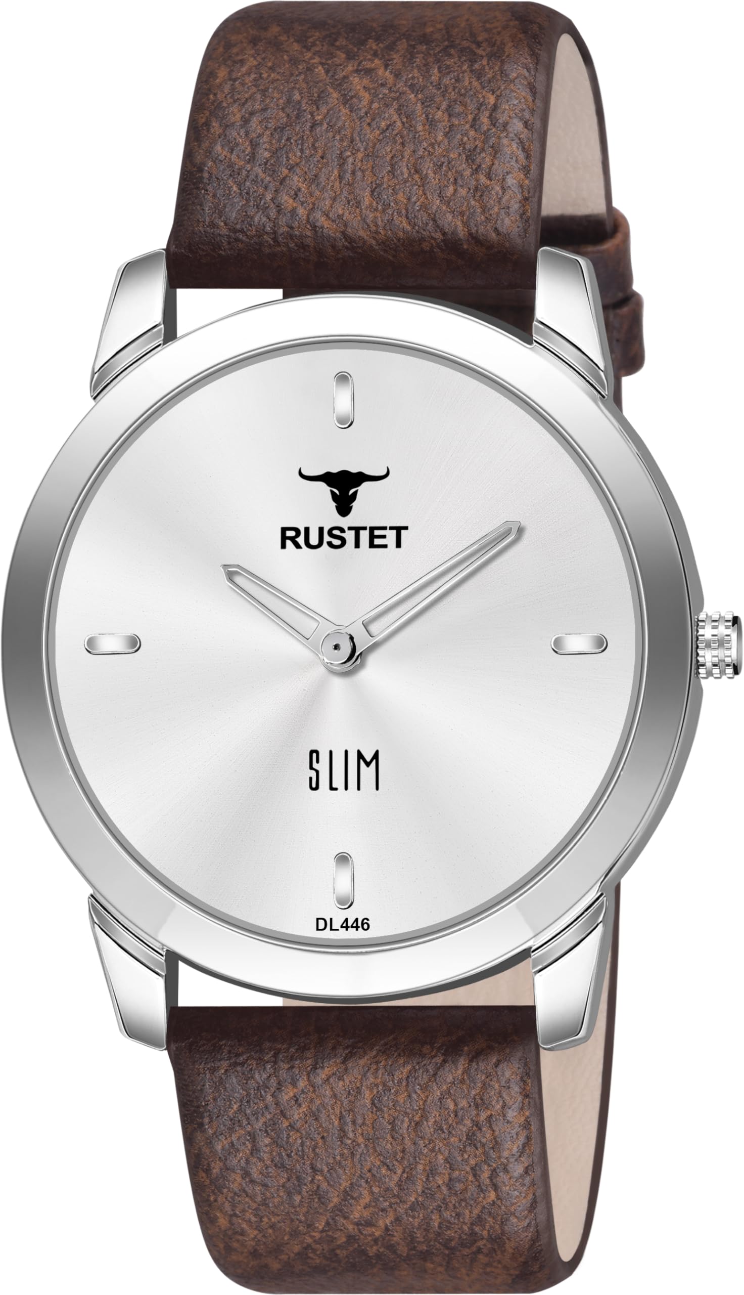 RUSTET Slim Series Two Hands Brown Leather Strap Brown Colored Strap Silver Men s Watch (Brown) (B0CSYYBH4K) Amazon Price History, Amazon Price Tracker
