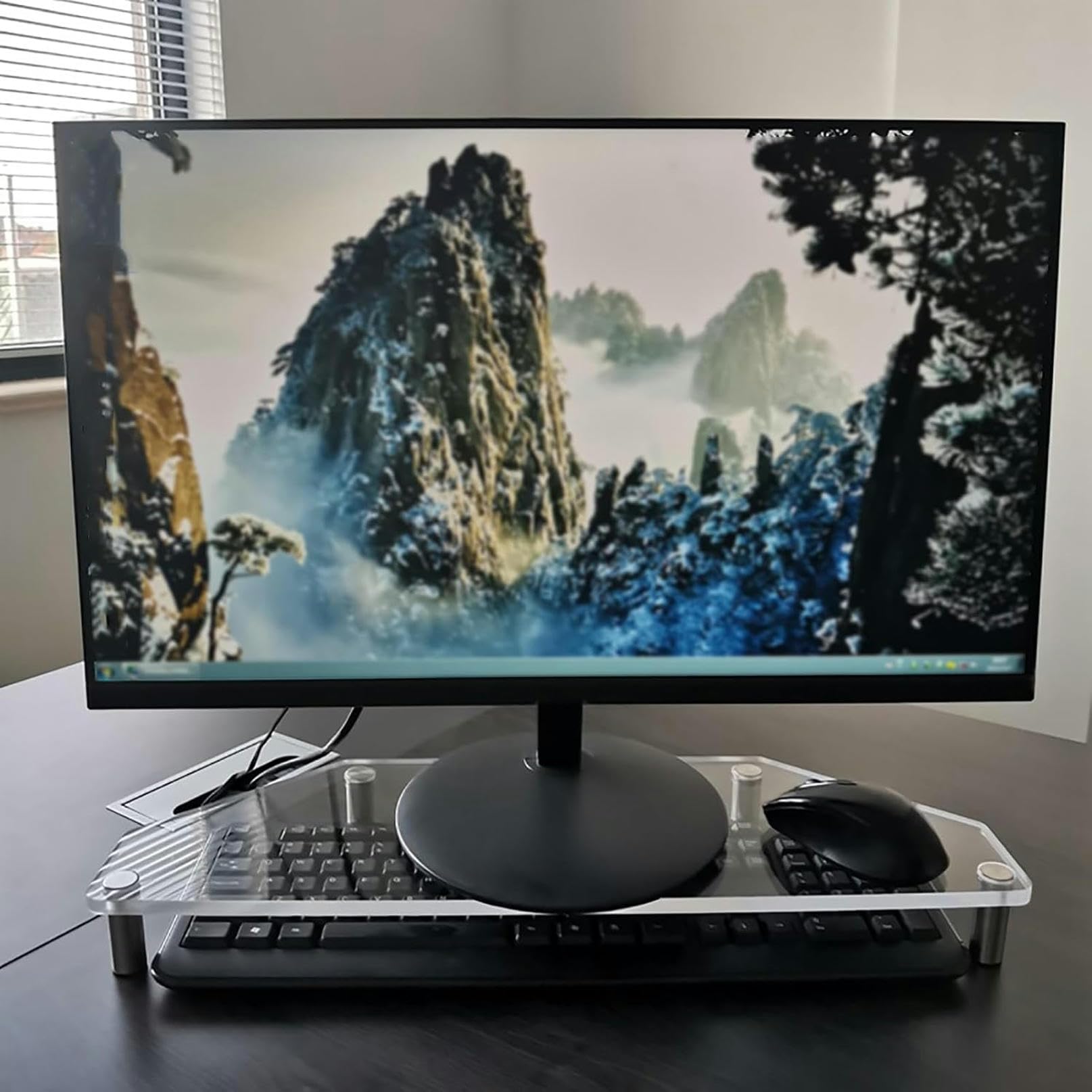Support d'écran d'angle en acrylique transparent pour rangement de bureau