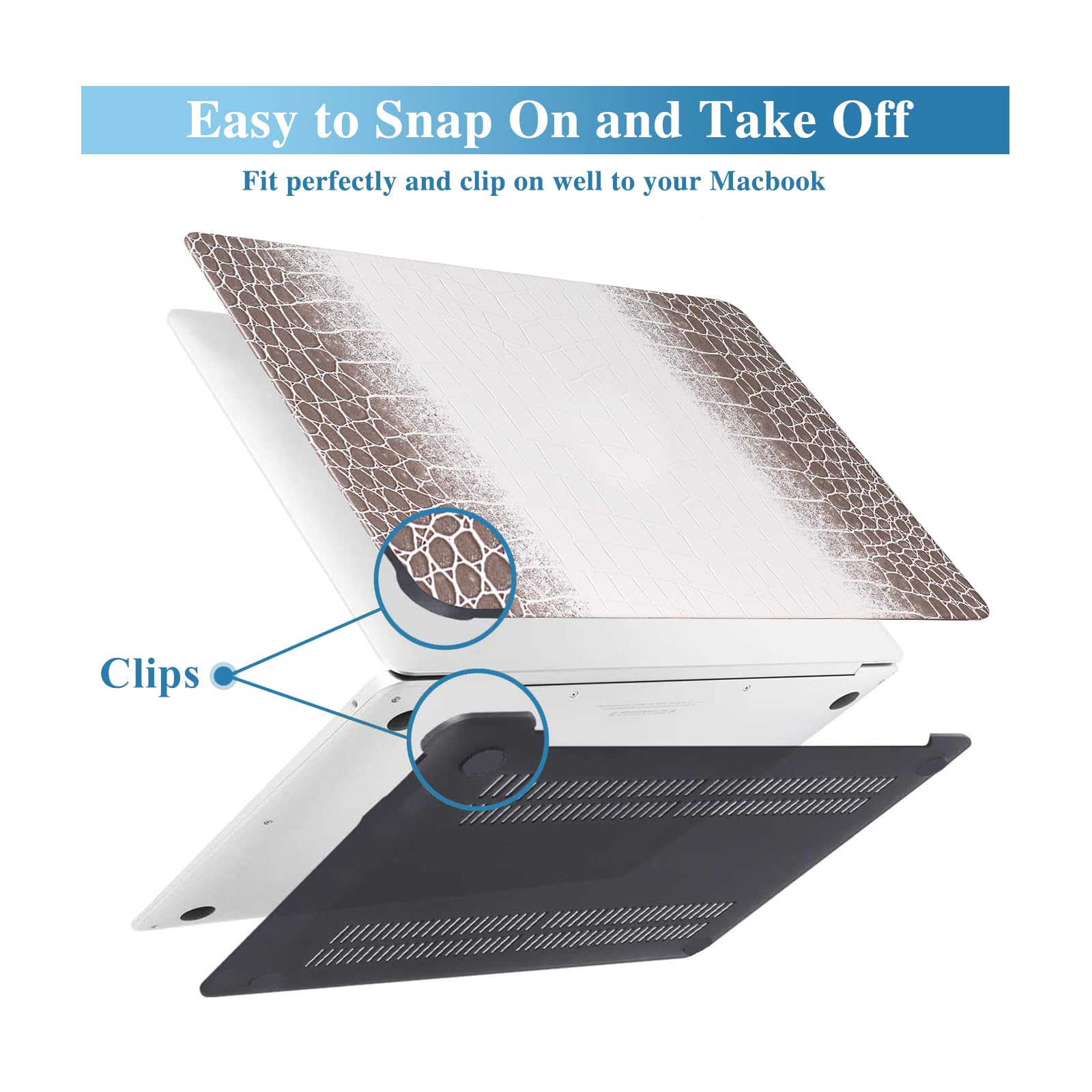 Funda de piel sintética para MacBook Pro de 13 pulgadas 2025-2016 M2 M1 A2338 A2289 A2251 A2159 A1989 A1706 A1708, piel de cocodrilo texturizada con piel de serpiente y cubierta para teclado