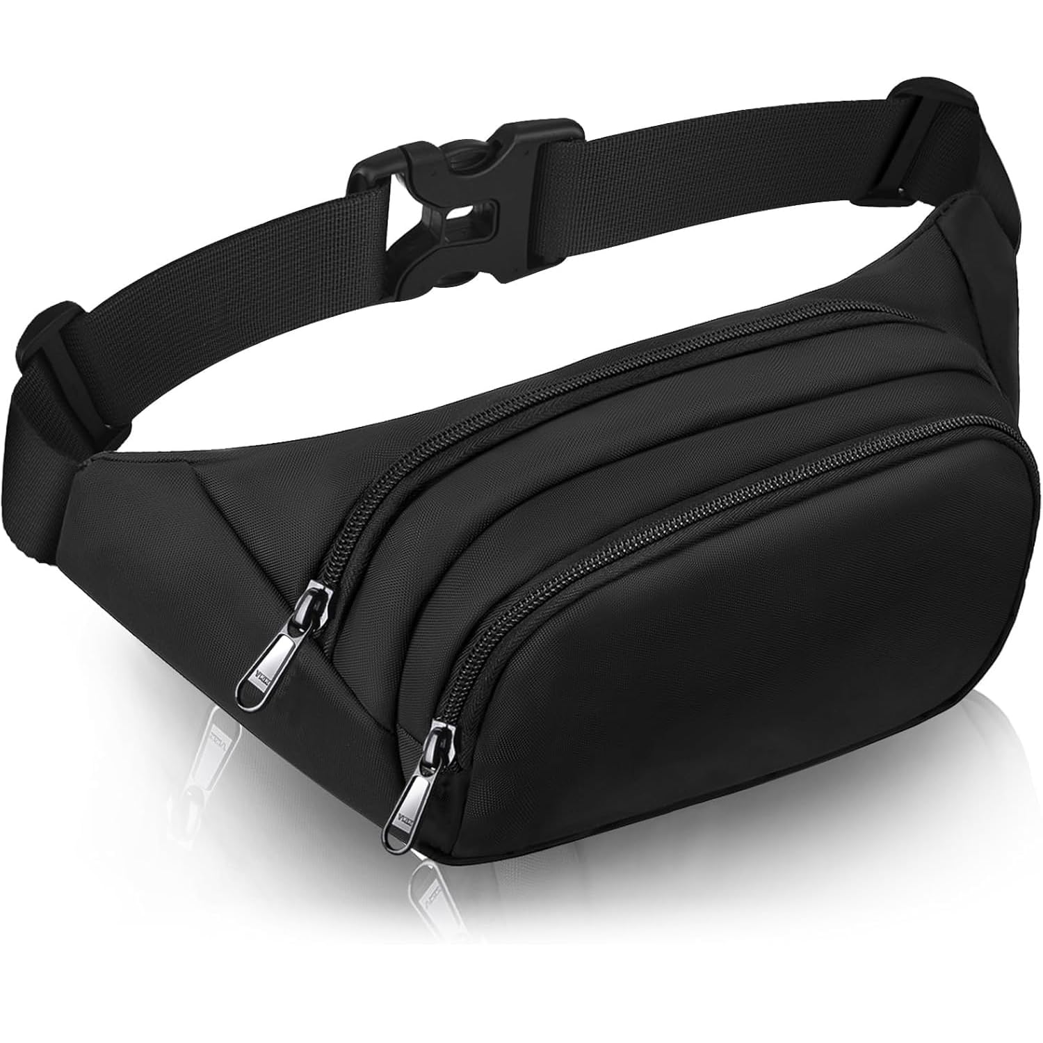Unisex Black Waist Bag for Men & Women | Waterproof Crossbody Chest Bag with Adjustable Strap | Travel Running Sports Fanny Pack with Multiple Zipper Pockets-image-0