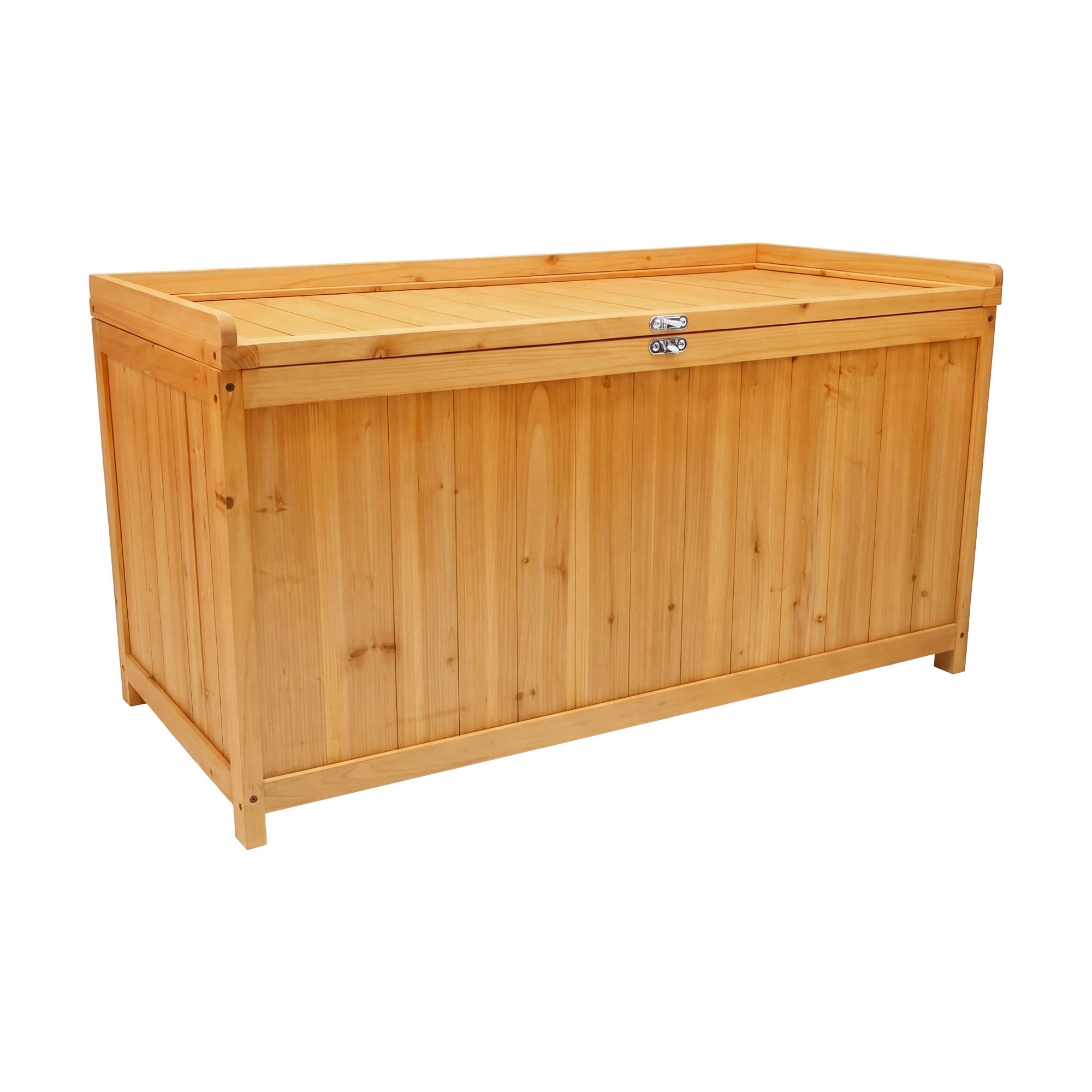FRANKYSTAR Cubo - Coffre de rangement extérieur 113 x 60 x 53 cm en bois d'acacia avec fermeture à cadenas