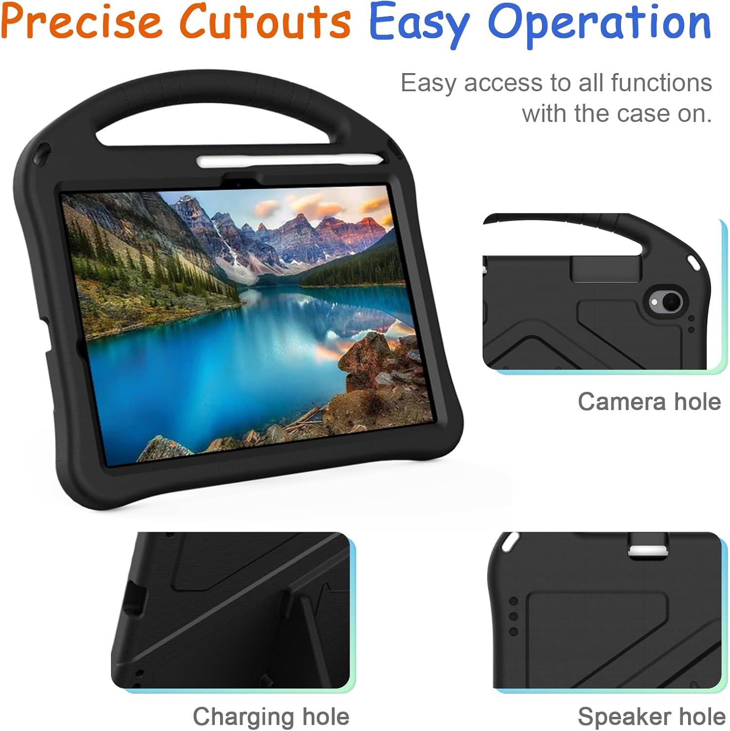 Kids Case for Samsung Galaxy Tab S11 2025 11" Tablet, Techcircle Light Weight Shock Proof EVA Foam Handle Rugged Stand Protective Case, Black