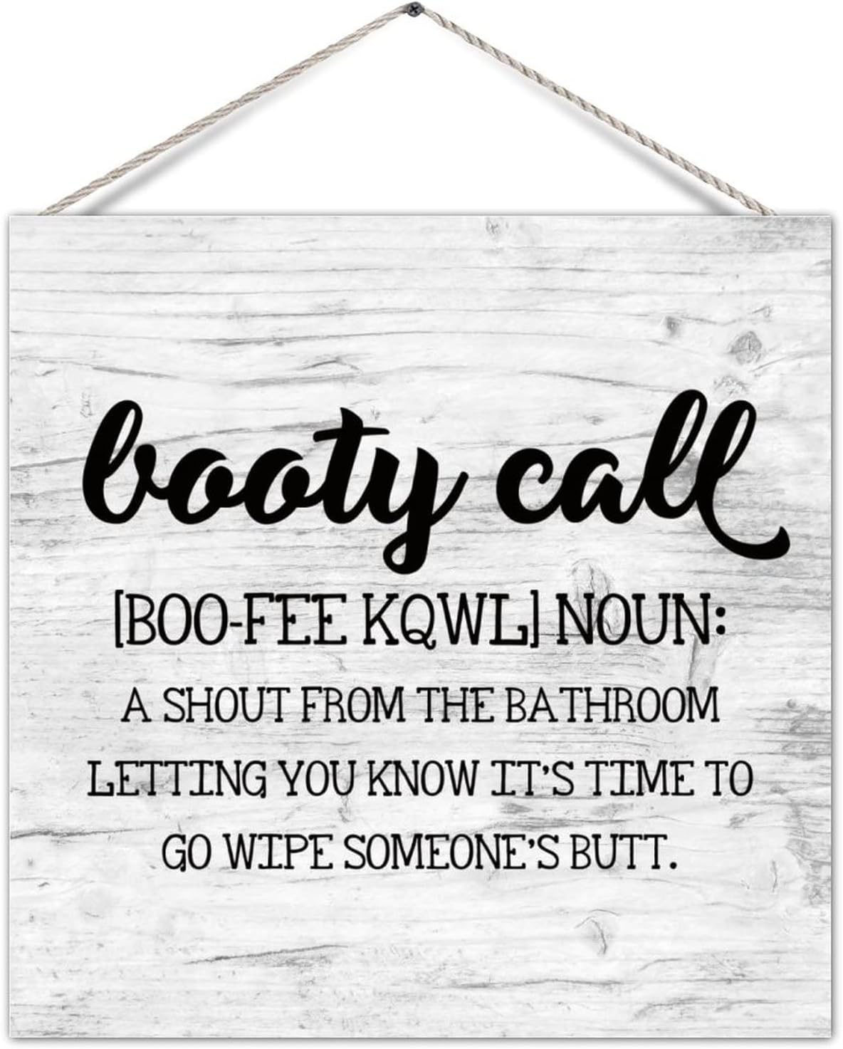 Aesthetic Farmhouse Bathroom Sign Booty Call Definition Wood Wall Pediment Plank Hanging Sign Old Fashioned Bathroom Decorations Wall Decorations for Bathhouse Restroom 12in