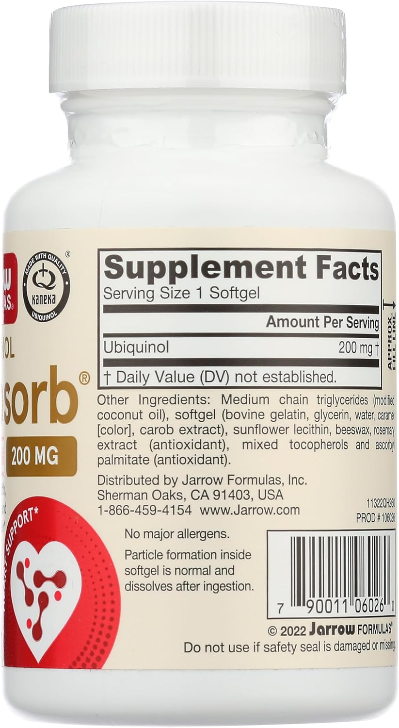 Jarrow Formulas QH-absorb 200 mg - 60 Softgels - High Absorption Co-Q10 - Active Antioxidant Form of Co-Q10 - Supports Mitochondrial Energy Production and Cardiovascular Health - 60 Servings - Image 5